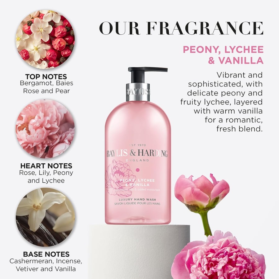 Baylis & Harding Signature Peony, Lychee, Vanilla Handsápa 500 ml