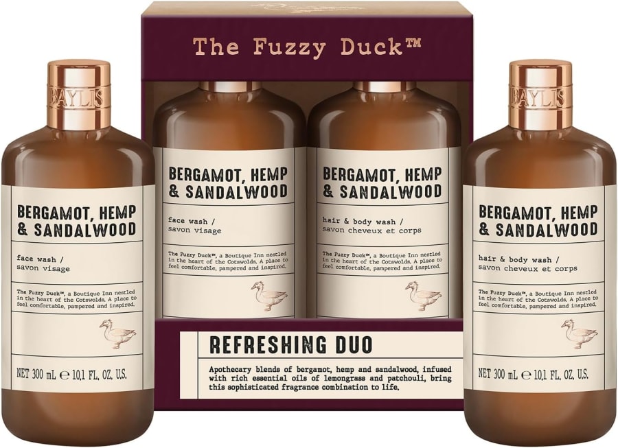 Baylis & Harding The Fuzzy Duck Bergamot, Hemp & Sandalwood Hressandi Duo gjafasett fyrir herra