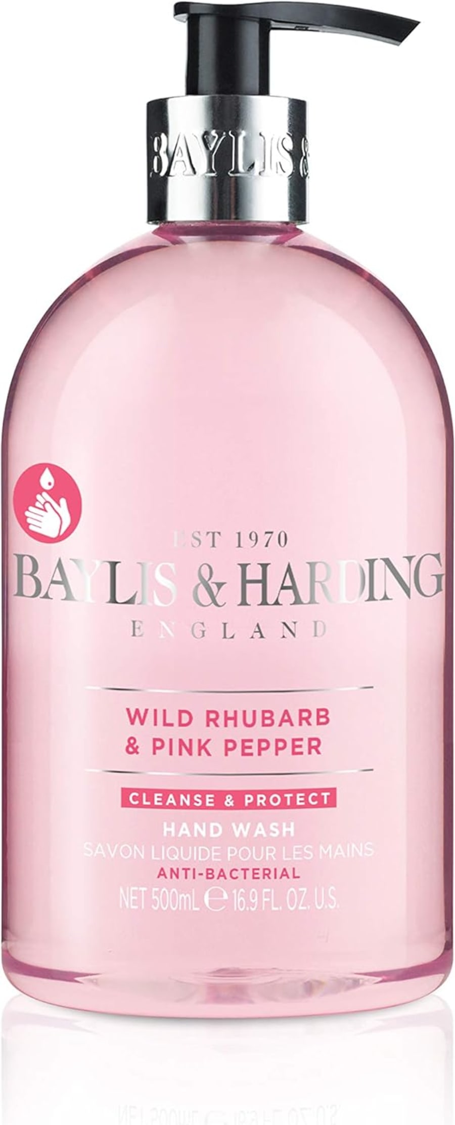 Baylis & Harding Viltur Rabbarbari og Bleikur Pipar Anti-Bacterial Hand Sápa, 500 ml