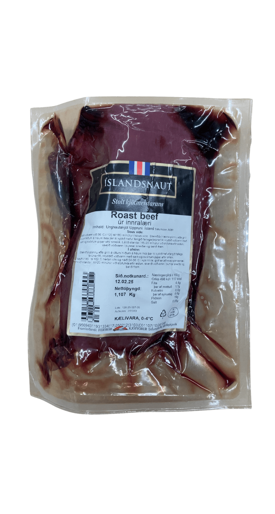Íslandsnaut Roast Beef úr innralæri 1107 g