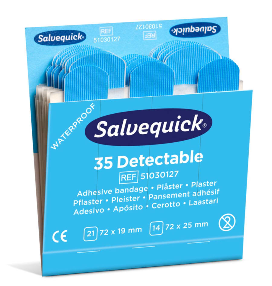 Bláir skynjanlegir plástrar, áfylling 6x35 stk