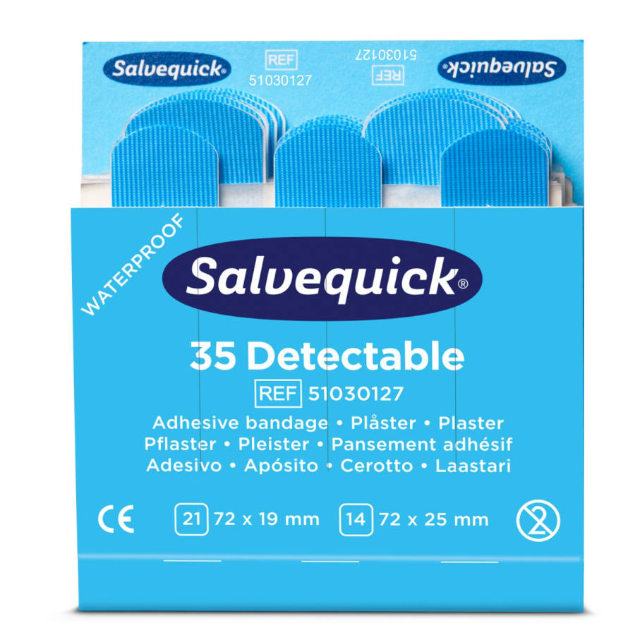 Bláir skynjanlegir plástrar, áfylling 6x35 stk
