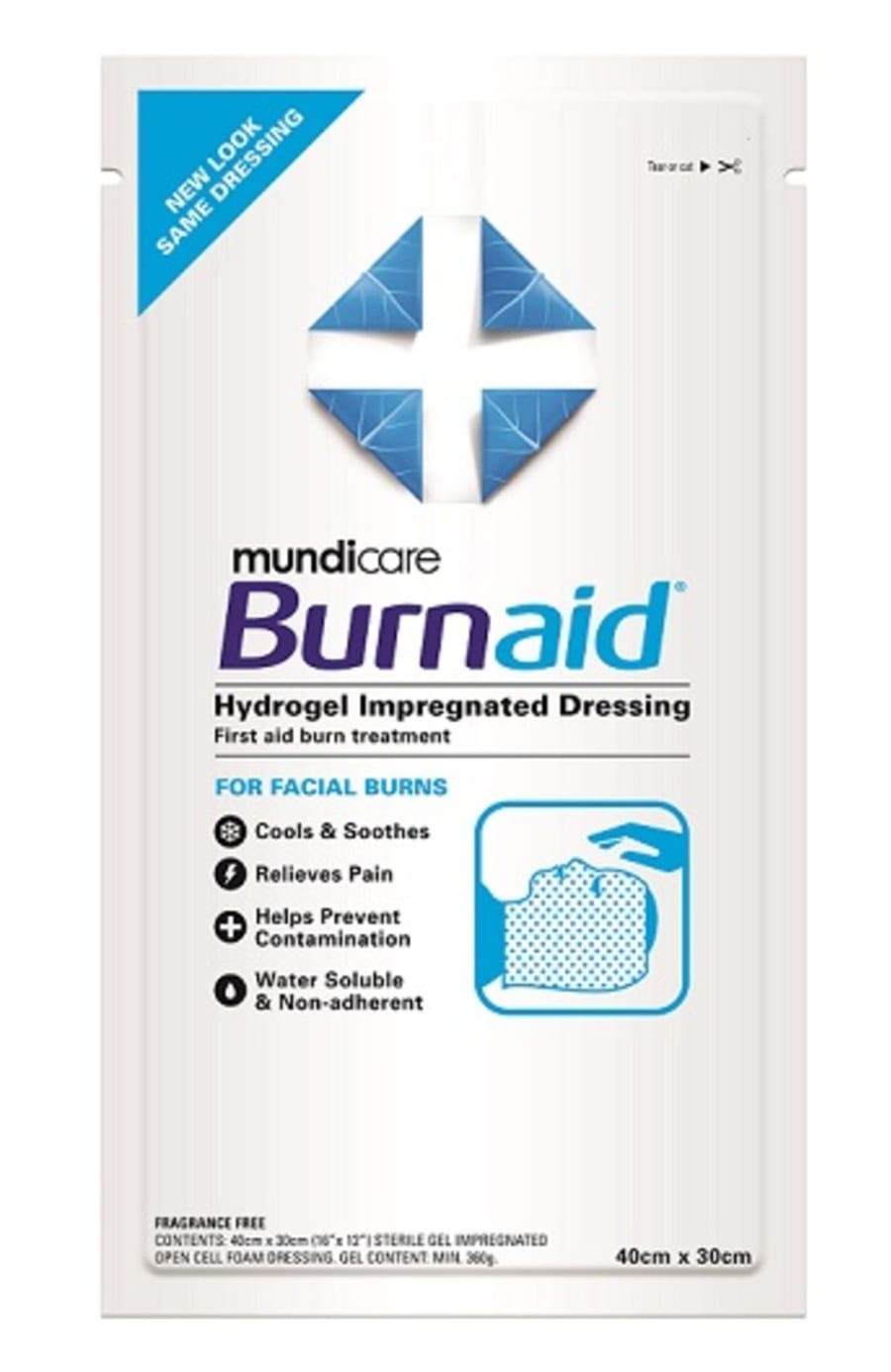 BURNAID 40x30 andlitsmaski steril