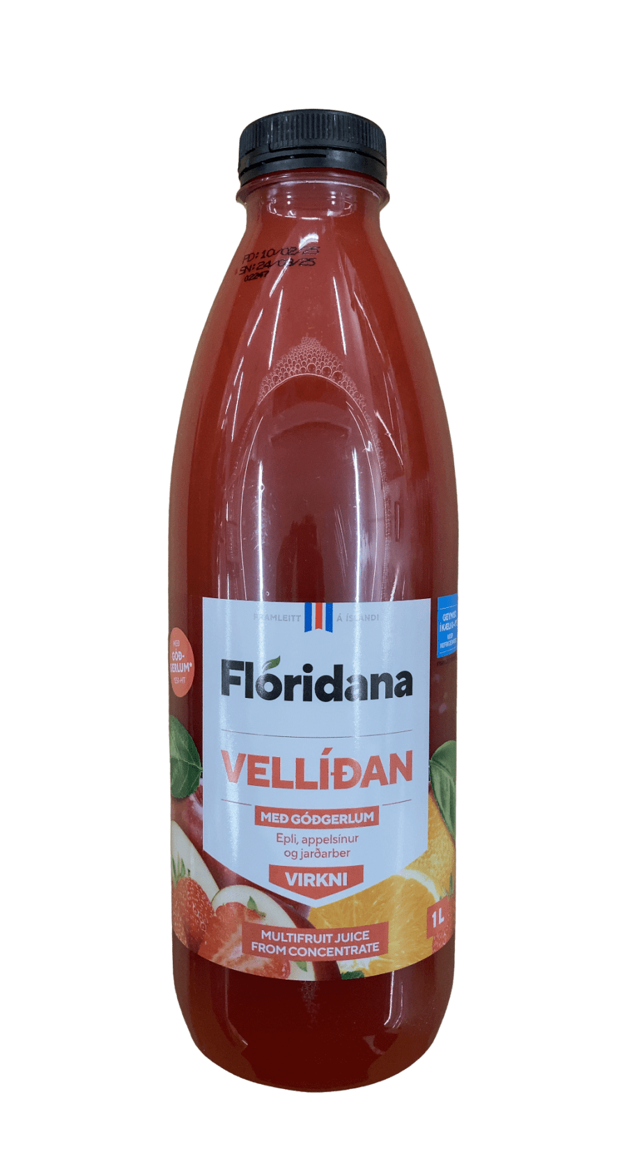 Flóridana Vellíðan með góðgerlum Epli, appelsínur og jarðarber 1000 ml