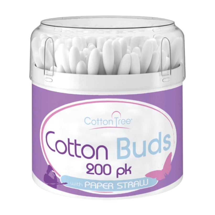 Cotton Tree eyrnapinnar með pappastöngli 200 stk