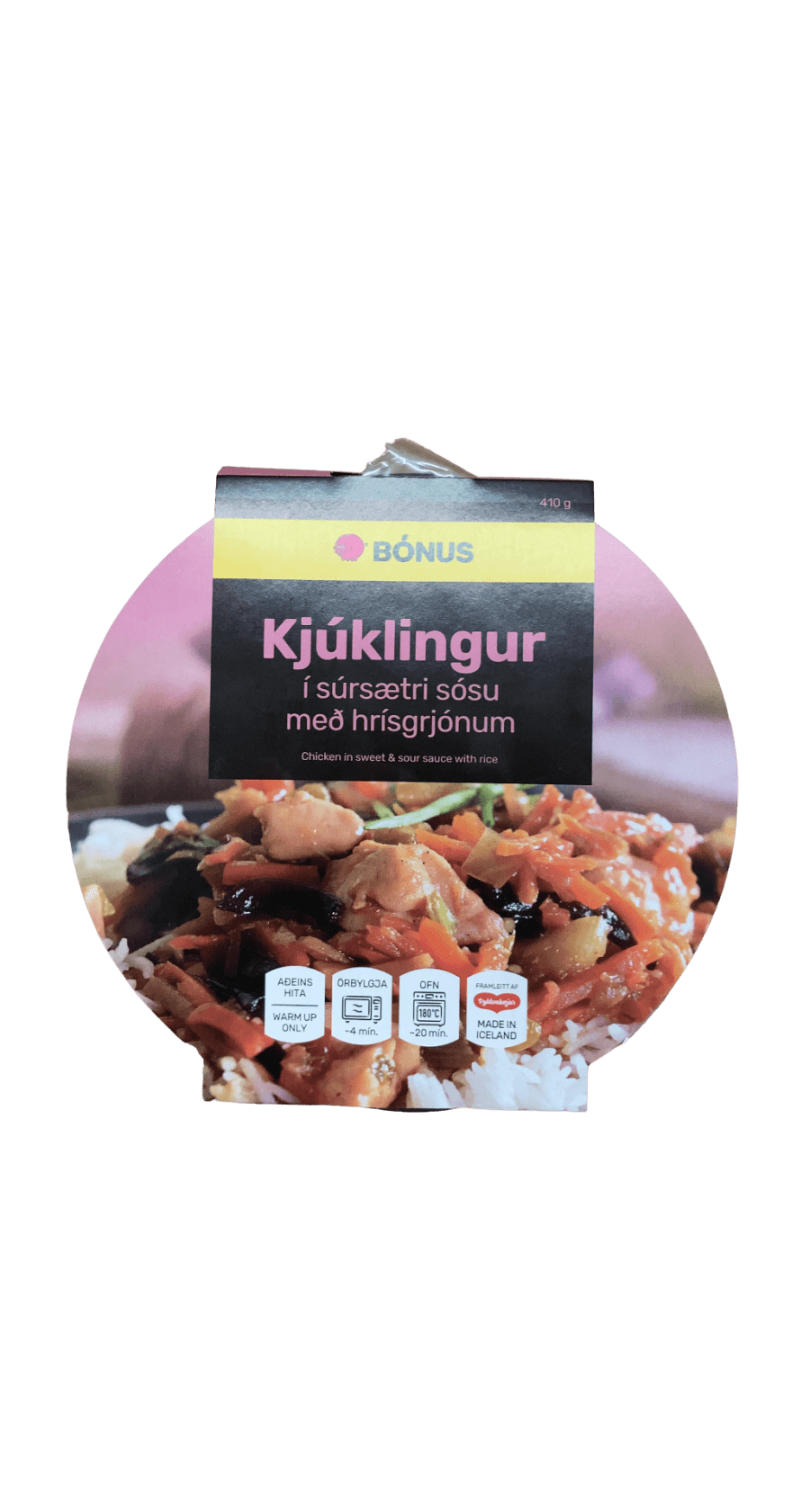 Bónus Kjúklingur í súrsætri sósu með hrísgrjónum 410 g