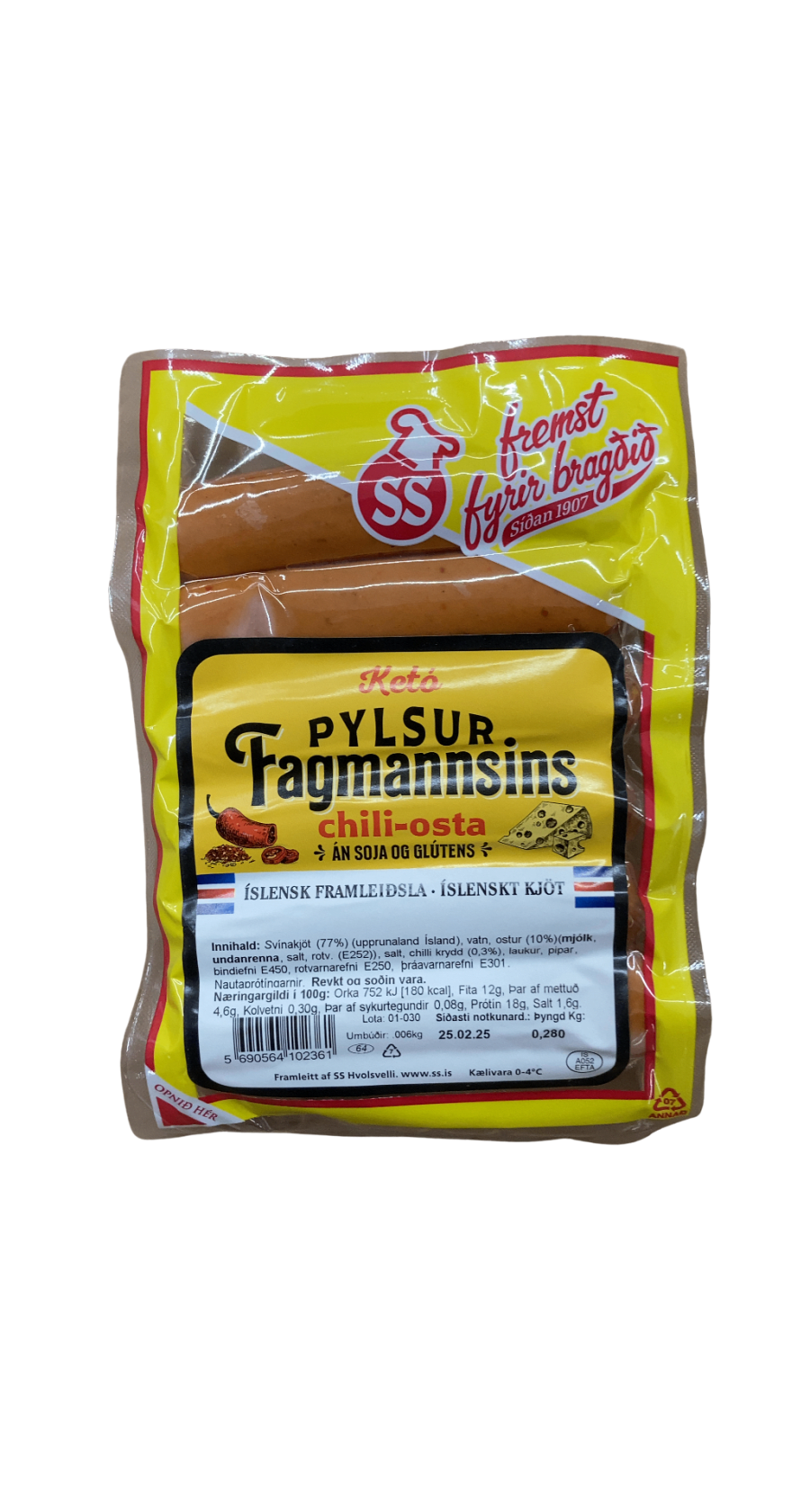 SS Keto Pylsur Fagmannsins Chili-osta 280 g