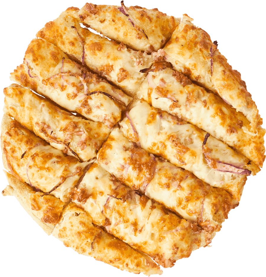 Davíð Special - Hvítlauksbotn, beikon, rauðlaukur