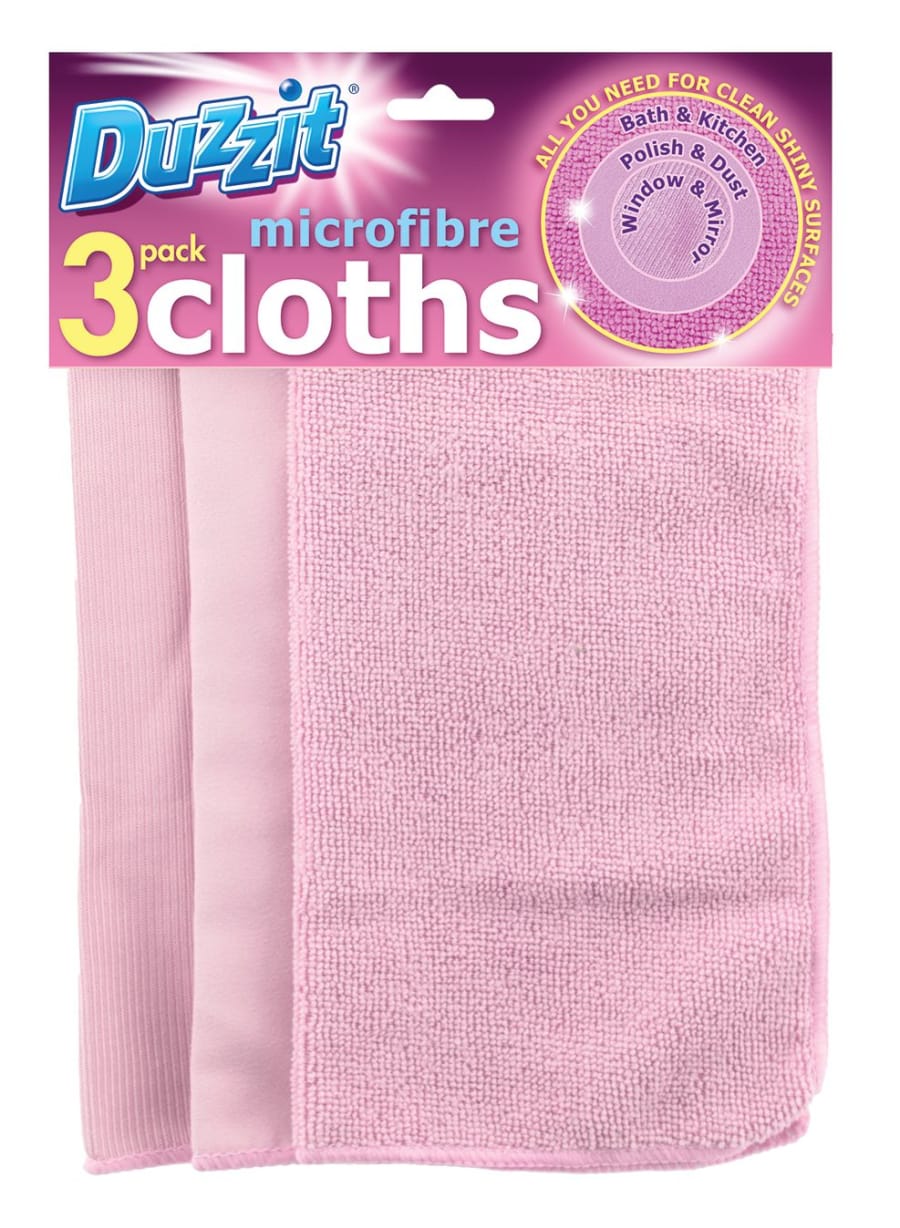 Duzzit bleikir Microfibre klútar fyrir alla fleti heimilisins 3 stk