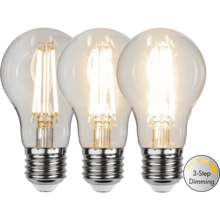 E27 6,5W LED800Lm glær 3 ste