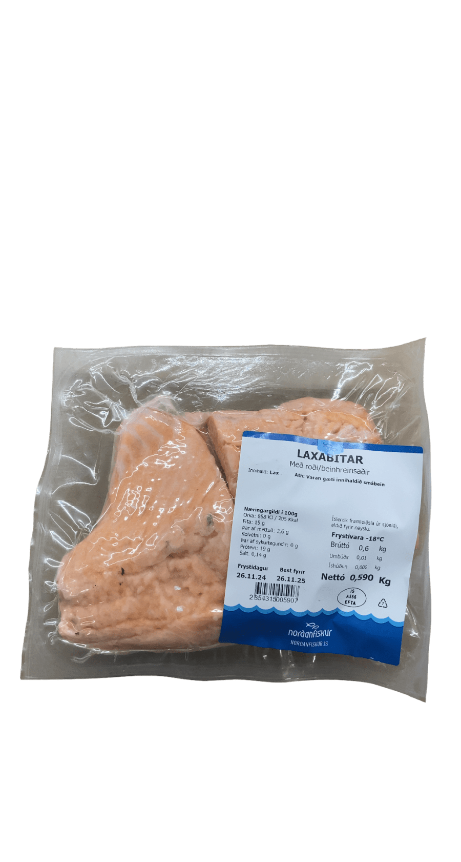Norðanfiskur Laxabitar með roði 590 g