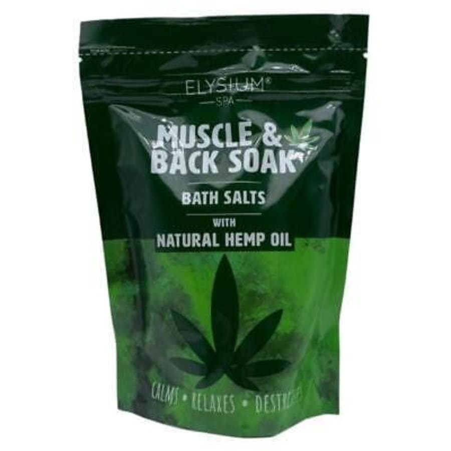 Elysium spa baðsalt fyrir vöðva og bak með náttúrulegri Hemp Seed Olíu 450 gr