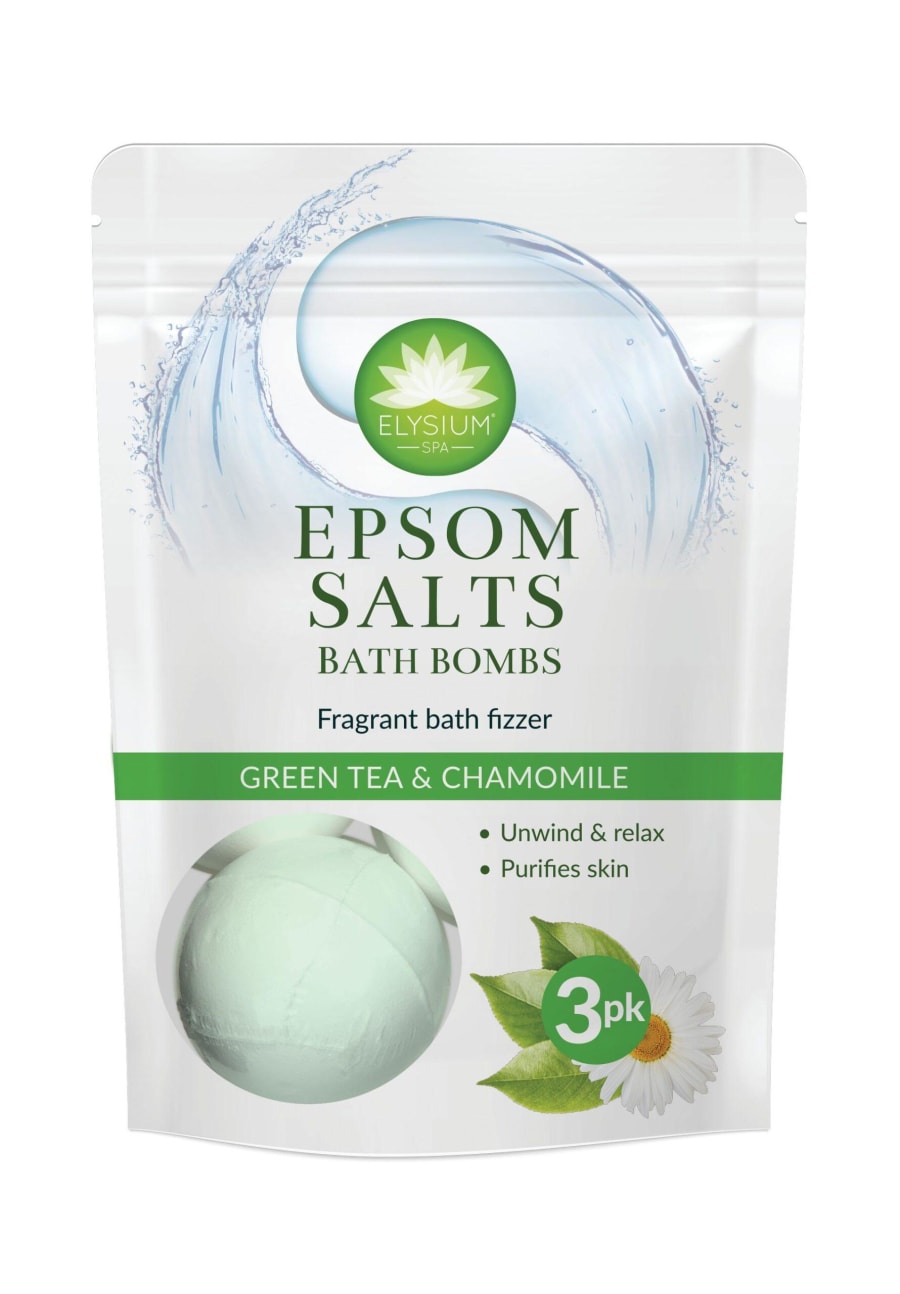 Elysium spa Epsom Salts bað bombur Green Tea & Chamomile 3 x 50 gr