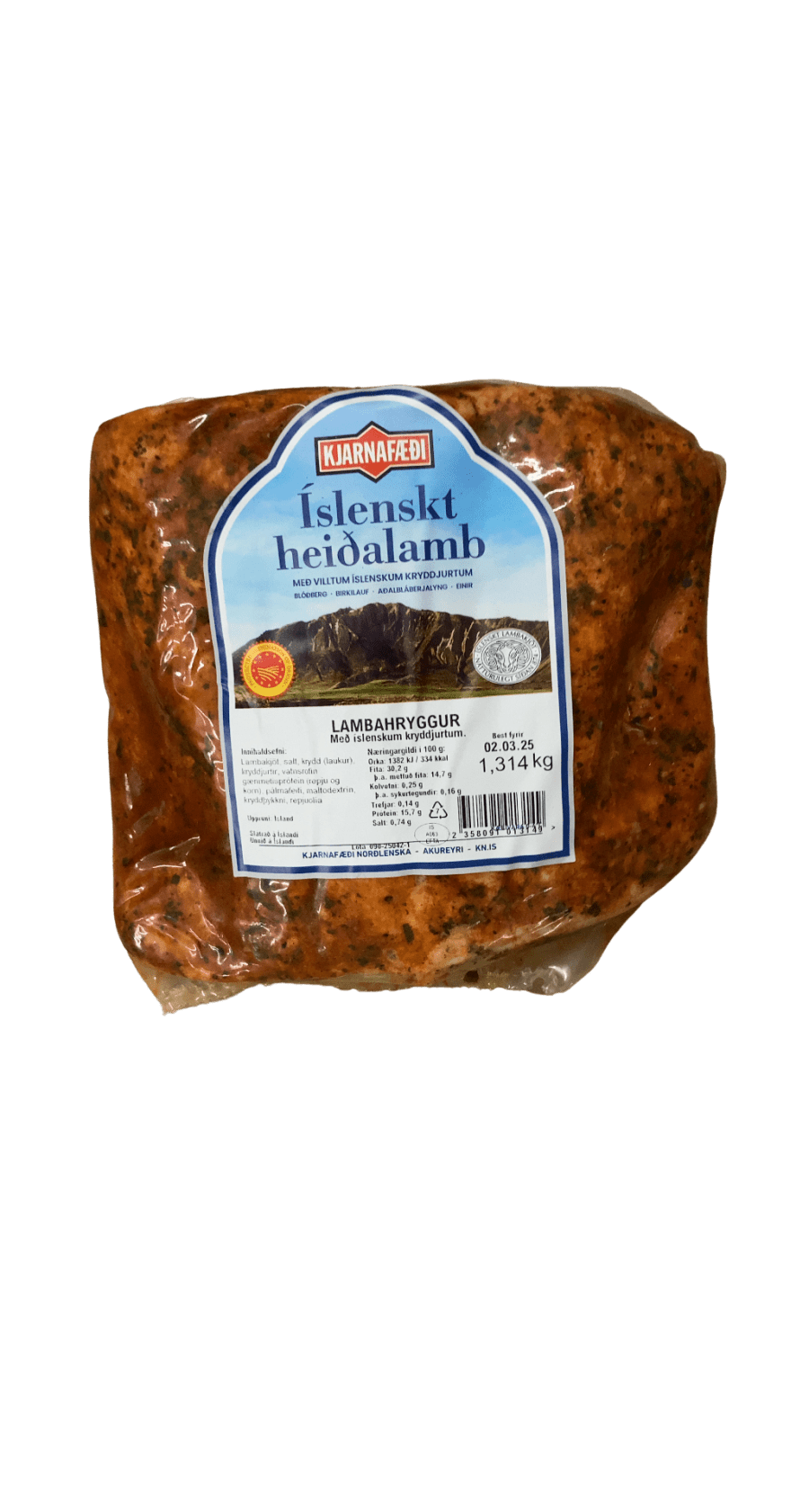 Kjarnafæði Heiðalamb Lambahryggur með villtum íslenskum kryddjurtum 1314 g