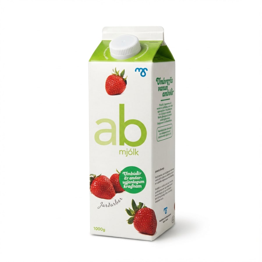 Arna AB-mjólk Jarðarberjabragð Án laktósa 1000 ml