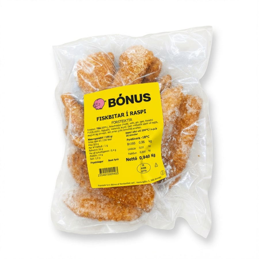 Bónus fiskibitar í raspi ca. 900 gr