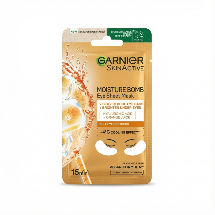 Garnier SkinActive Moisture Bomb augnmaski með hýalúrónsýru og appelsínusafa 6 g