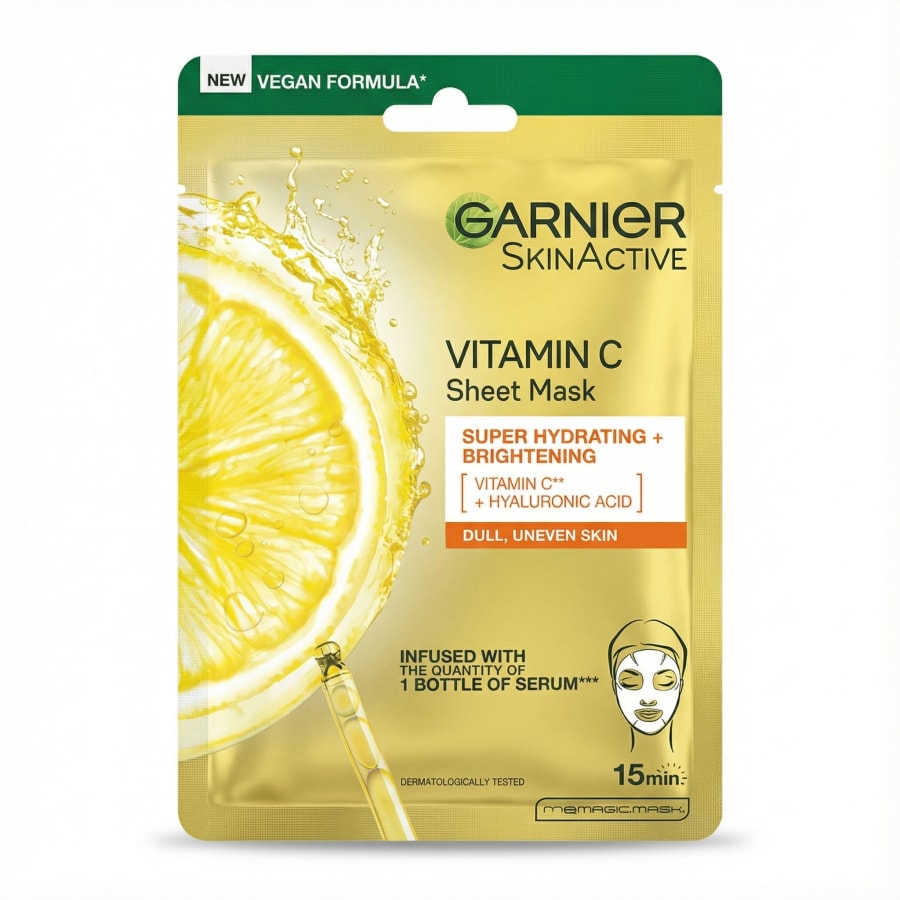 Garnier SkinActive C-vítamín ofurrakagefandi + lýsandi lakmaski 28 g