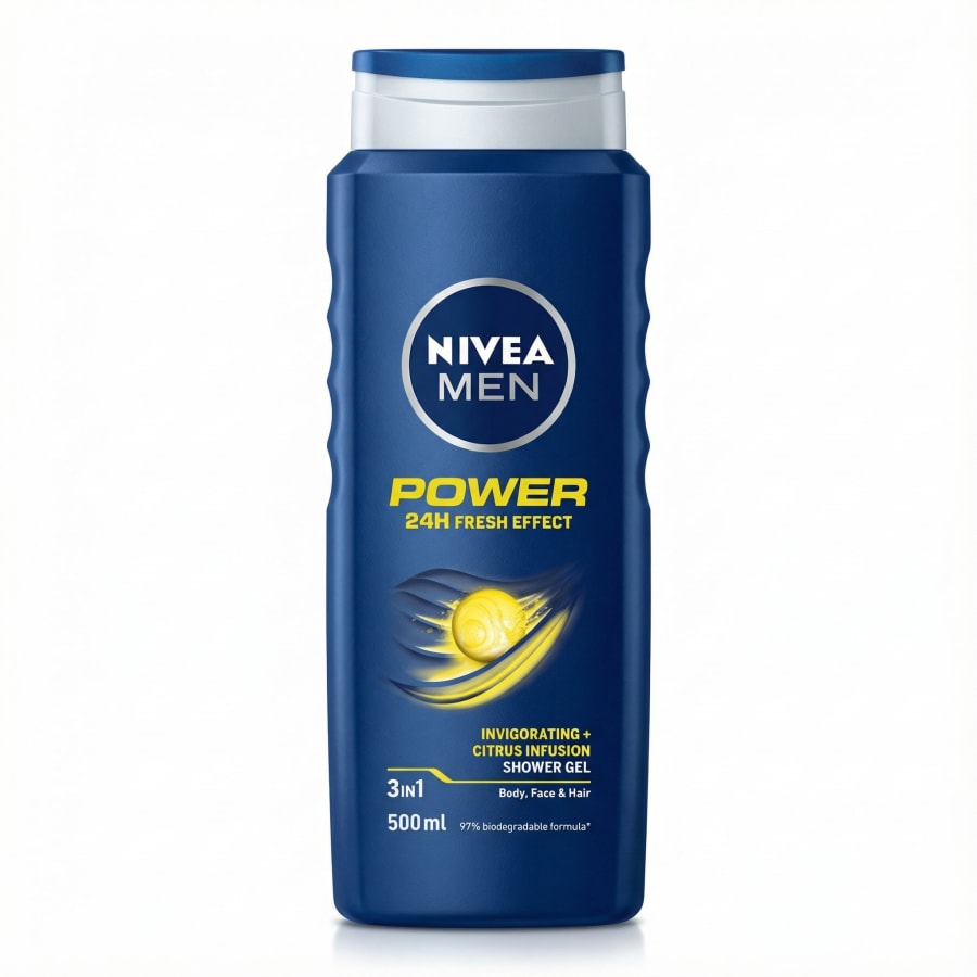 Nivea Men Power 3‑í‑1 sturtugel sítrusblanda 500 ml