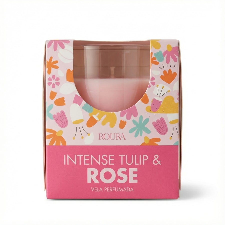 Roura Intense túlípan- og rósailmkerti 125 g
