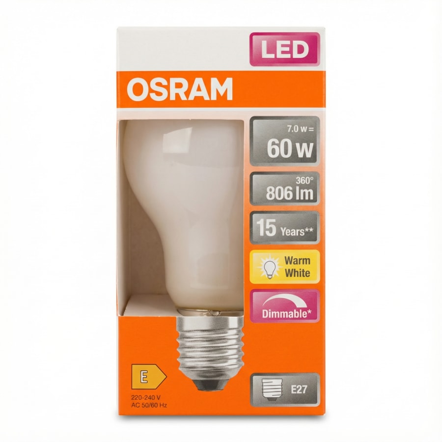 OSRAM LED Superstar Classic A60 E27 7W dimmarstillanleg 2700K 806 lm