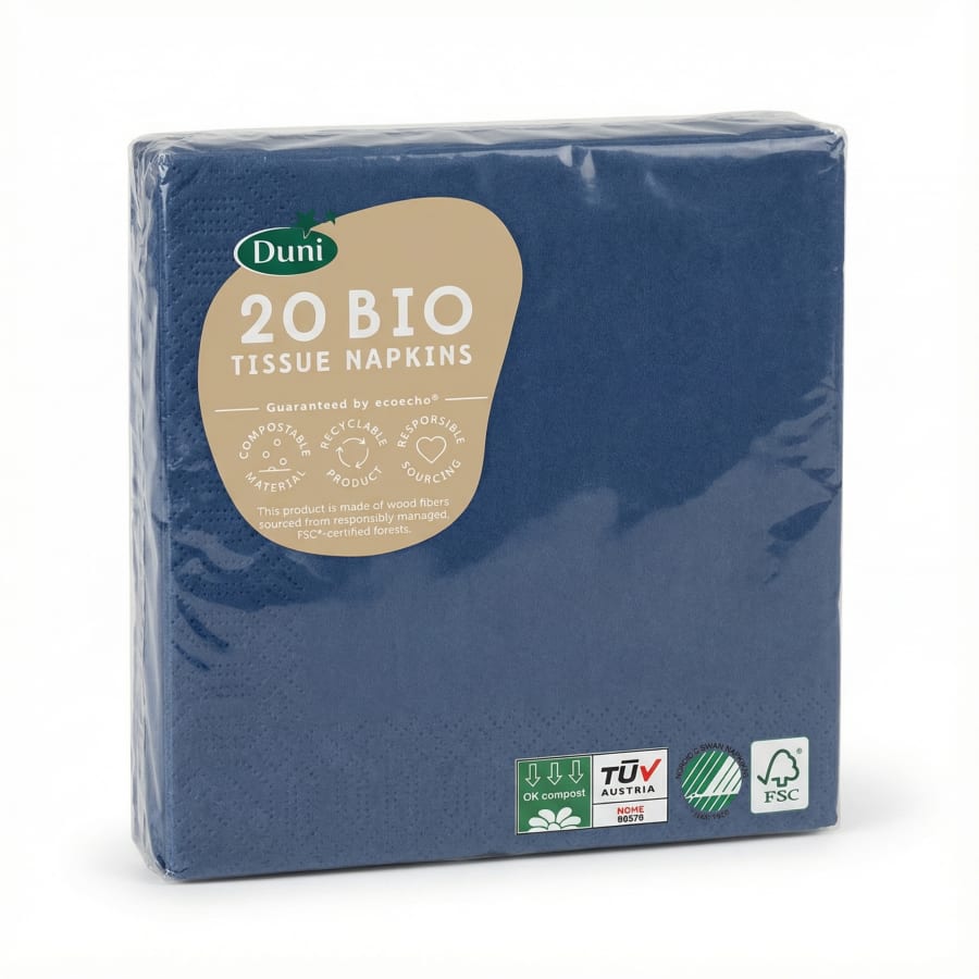 Duni Bio Tissue servíettur, dökkbláar, 20 stk