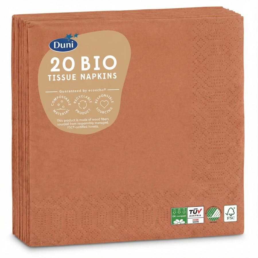 Duni Bio Tissue pappírsservíettur Earth Terra 33 x 33 cm 40 stk