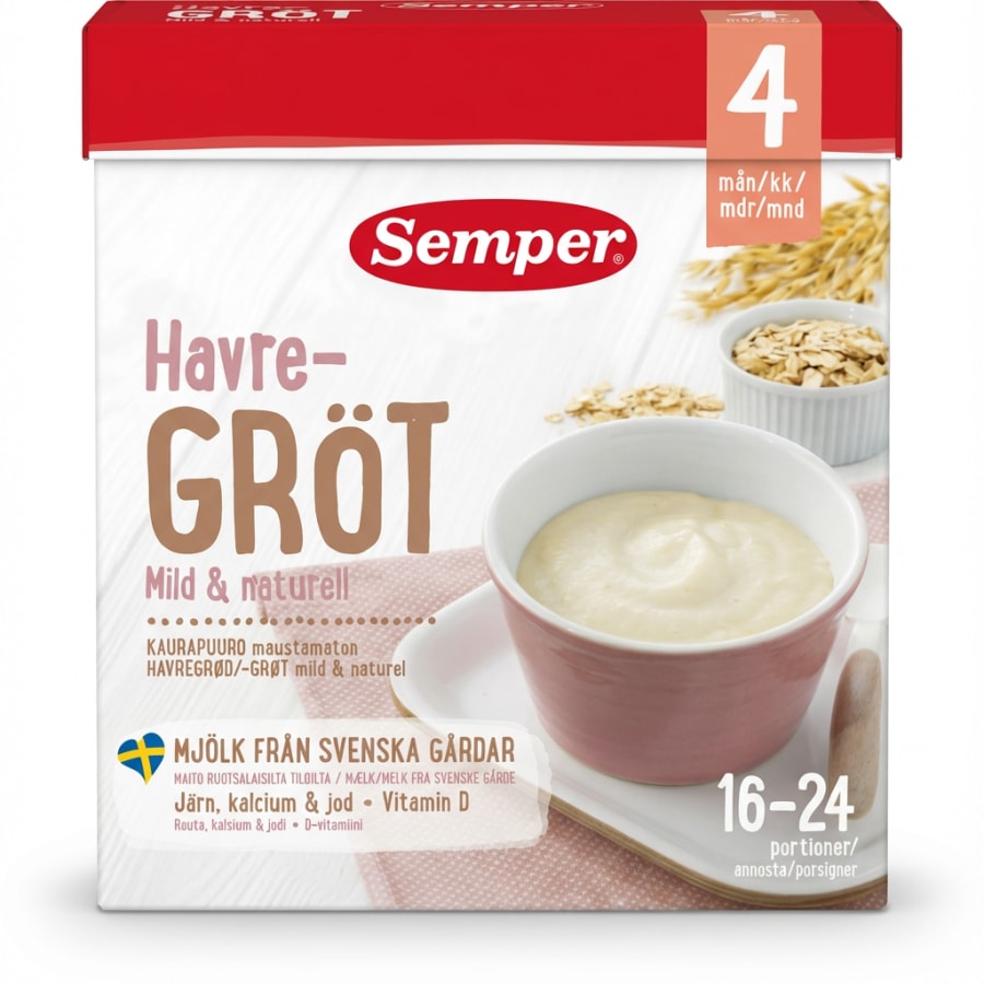Semper Hafragrautur Mildur & Óbragðbættur 4+ mánaða 480 g