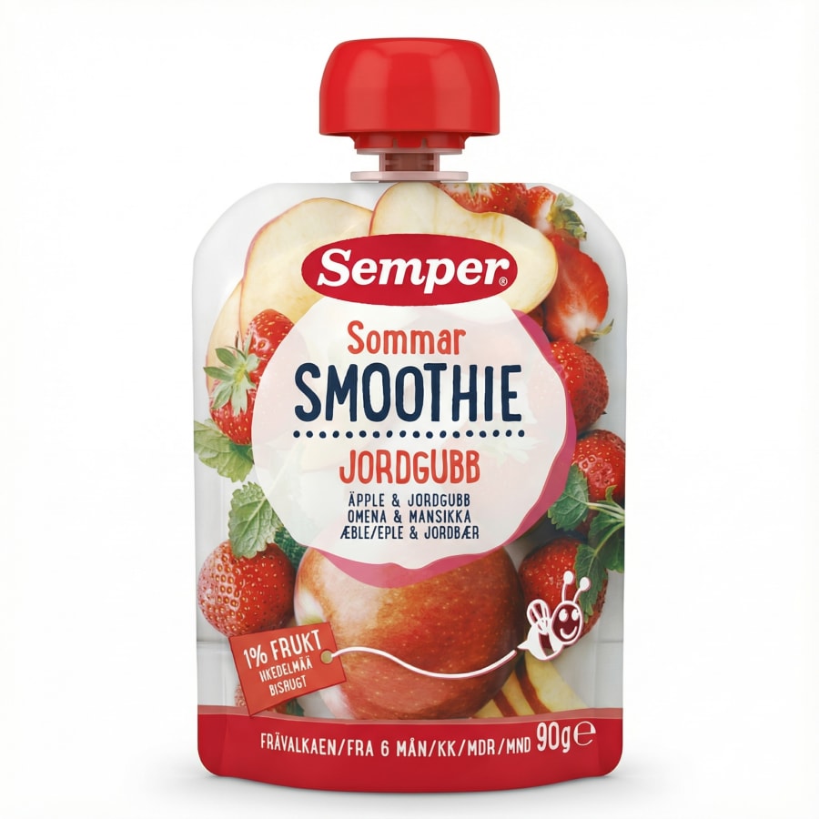Semper Sommar Smoothie Epli og jarðarber 90 g