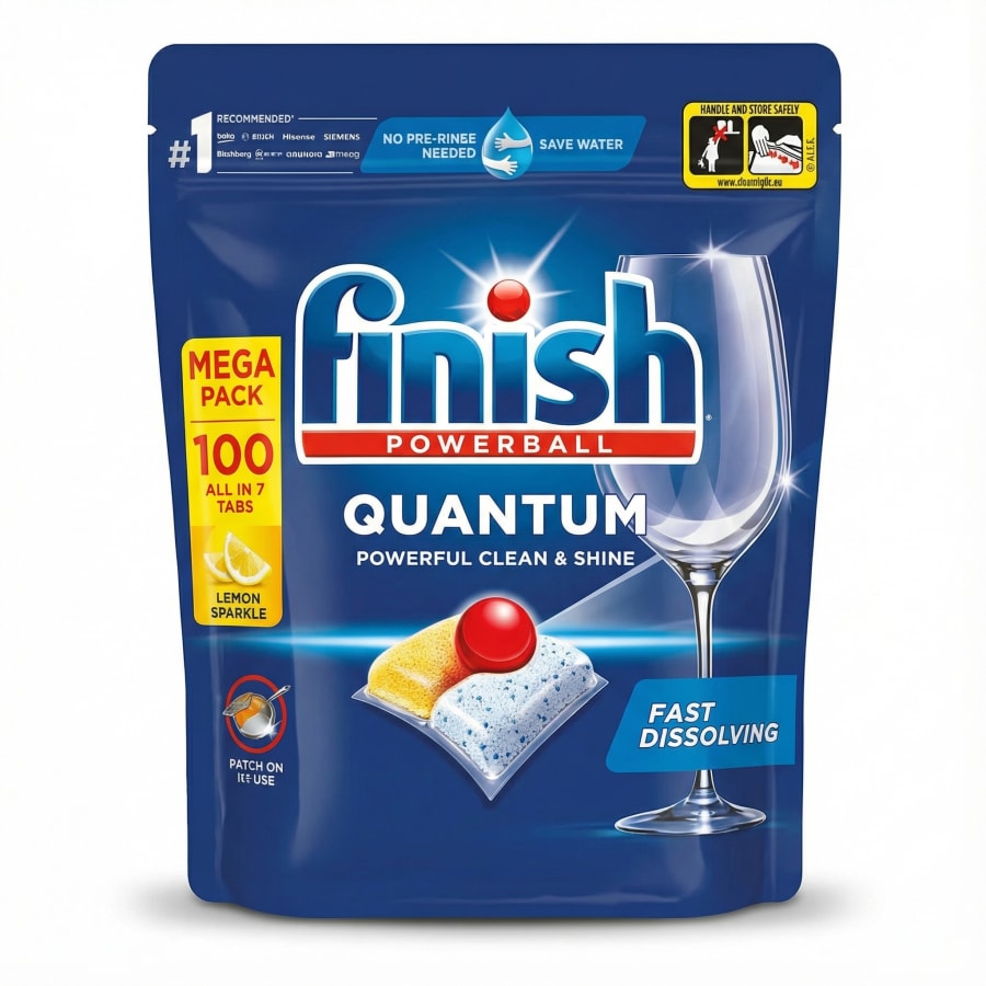 Finish Powerball Quantum All-in-1 Lemon Sparkle uppþvottavélatöflur 1040 g