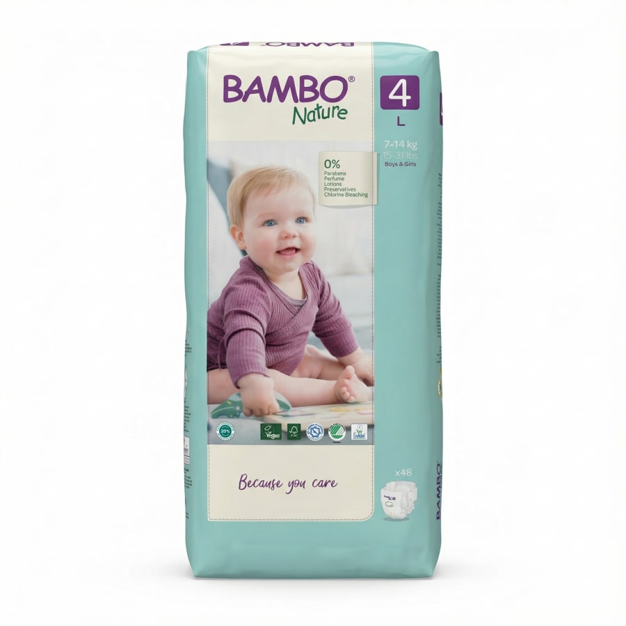 Bambo Nature bleyjur stærð 4 (7–14 kg) 48 stk