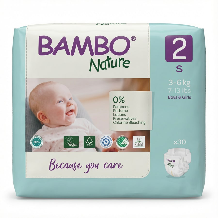 Bambo Nature bleyjur stærð 2 (3–6 kg) 30 stk