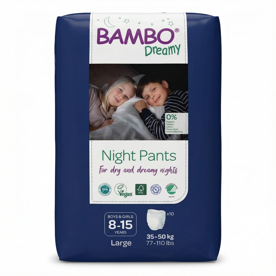 Bambo Dreamy næturbuxur Large 8–15 ára, 10 stk