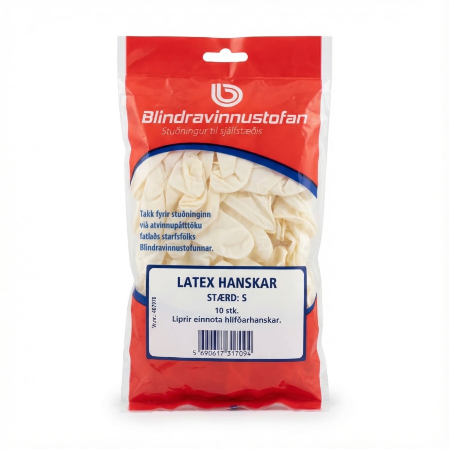 Blindravinnustofan Latex hanskar S 10 stk