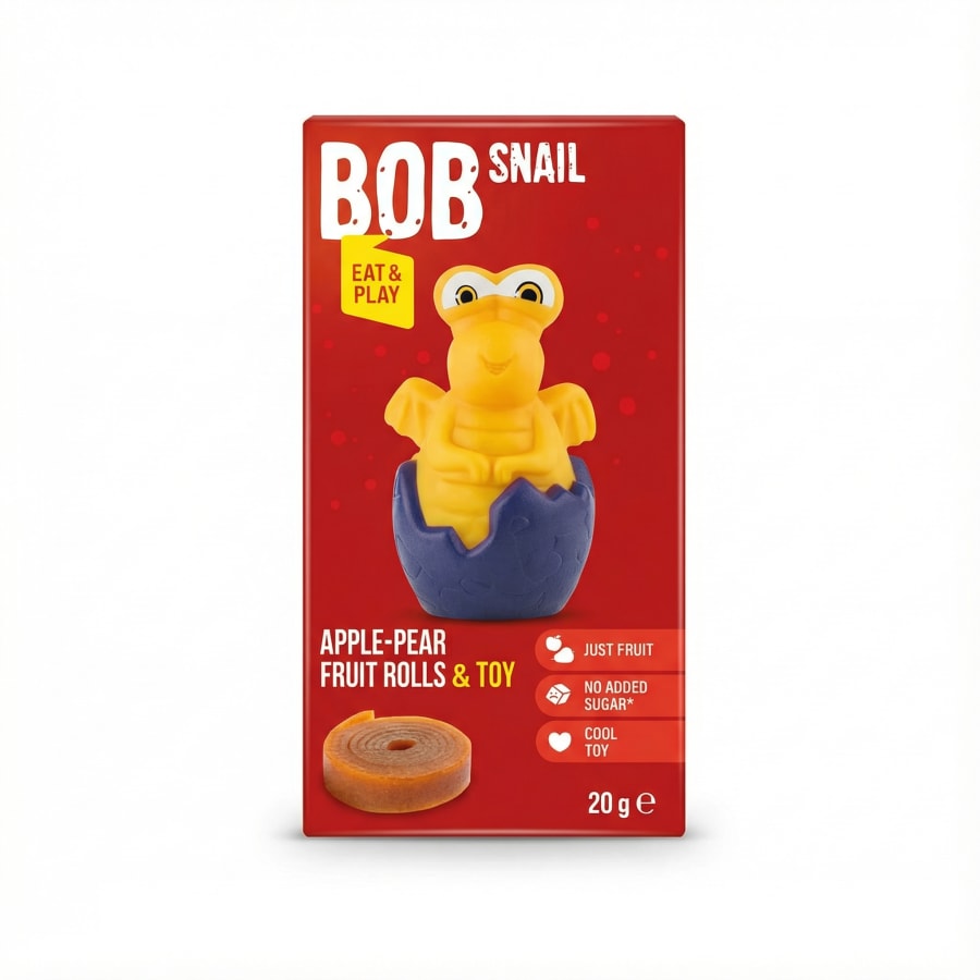 Bob Snail Ávaxtarúllur með epli og peru og leikfang 20 g