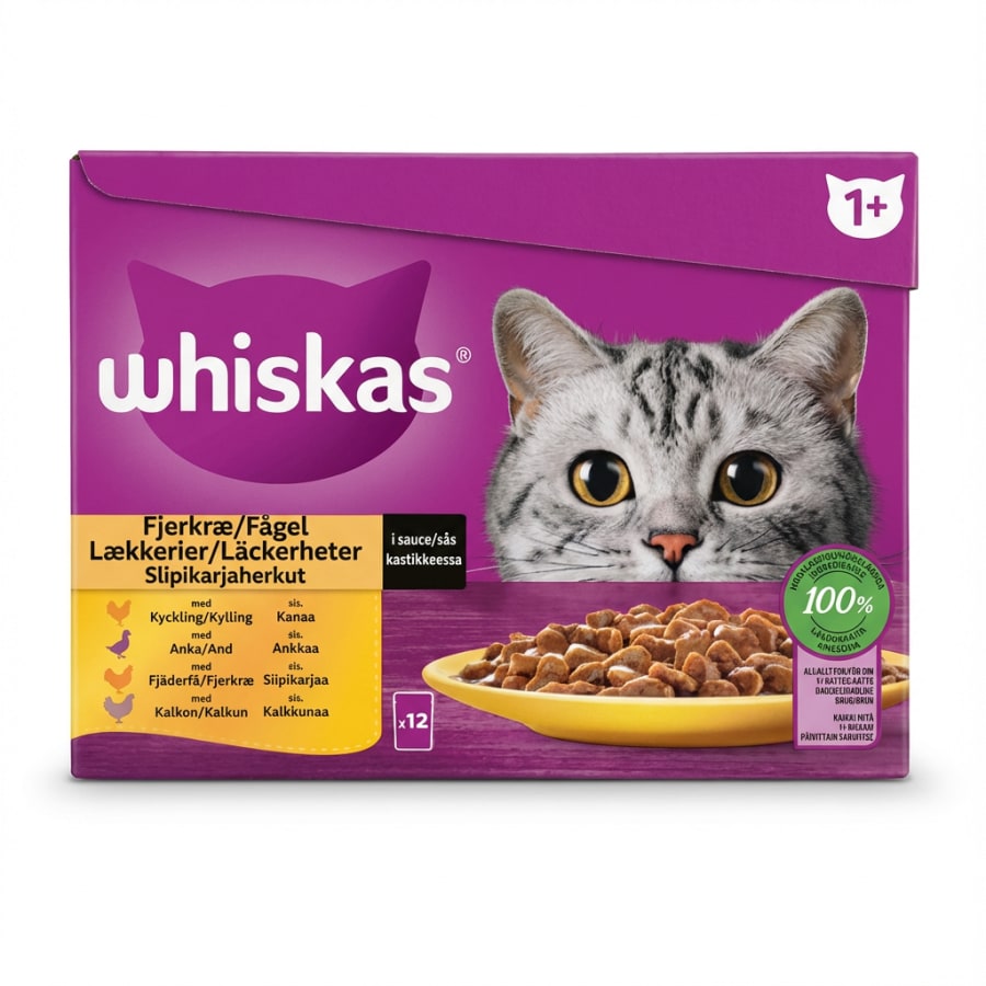 Whiskas Alifuglaúrval í sósu 1+ 12 x 85 g
