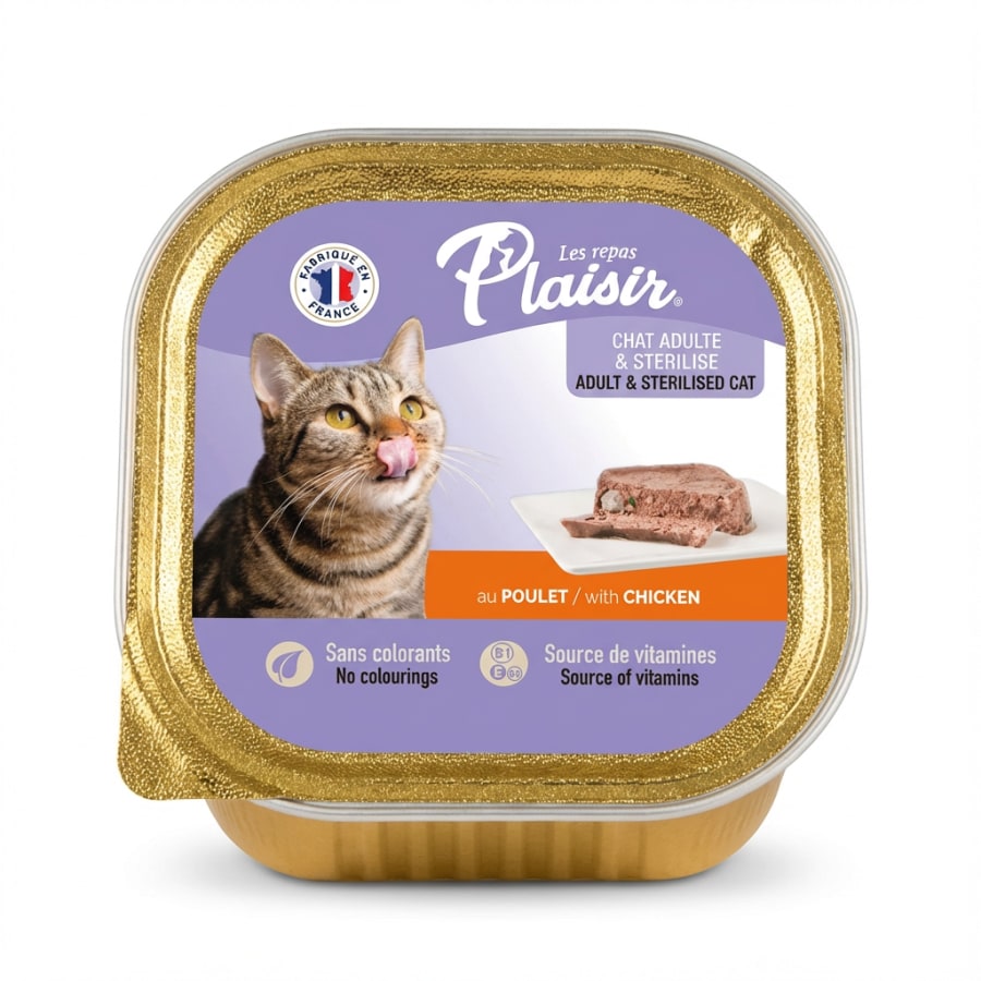 Plaisir terrín með kjúklingi fyrir fullorðna og geldaða ketti 100 g