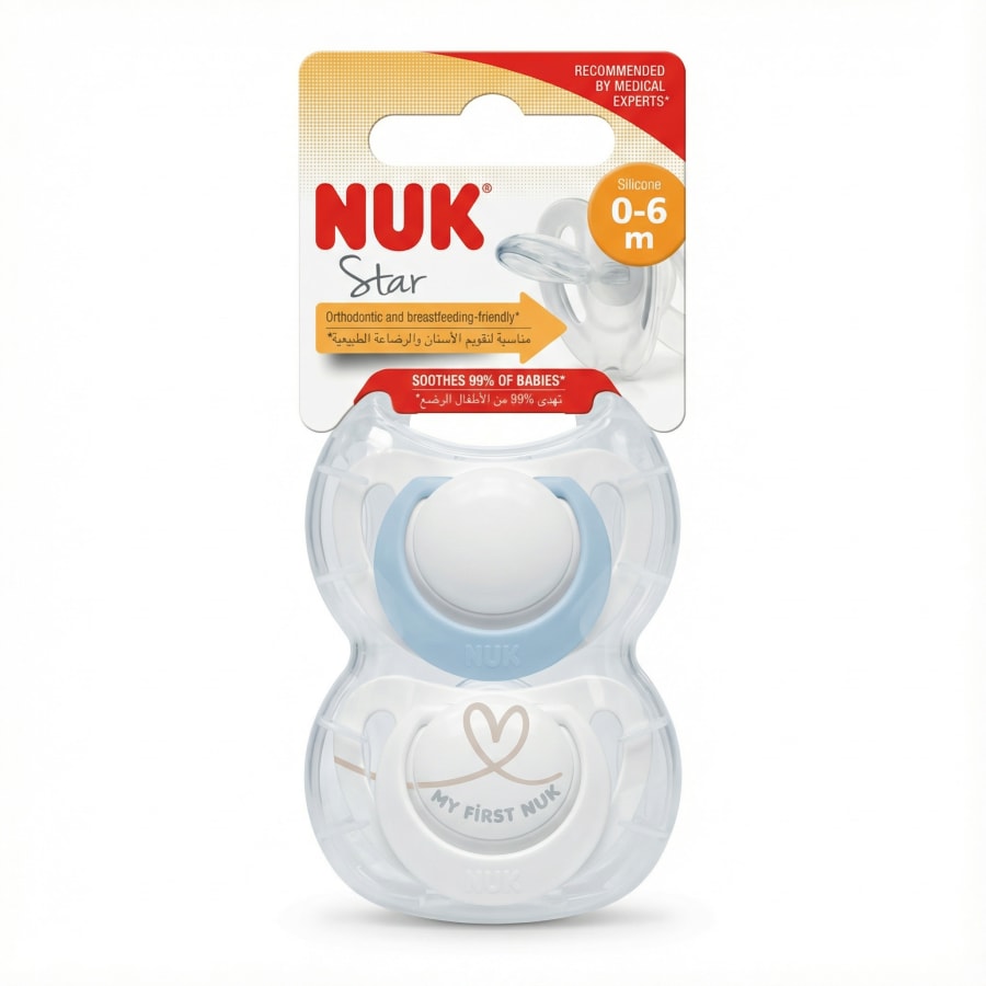 NUK Star tannréttingasnuð úr sílikoni 0–6 mánaða