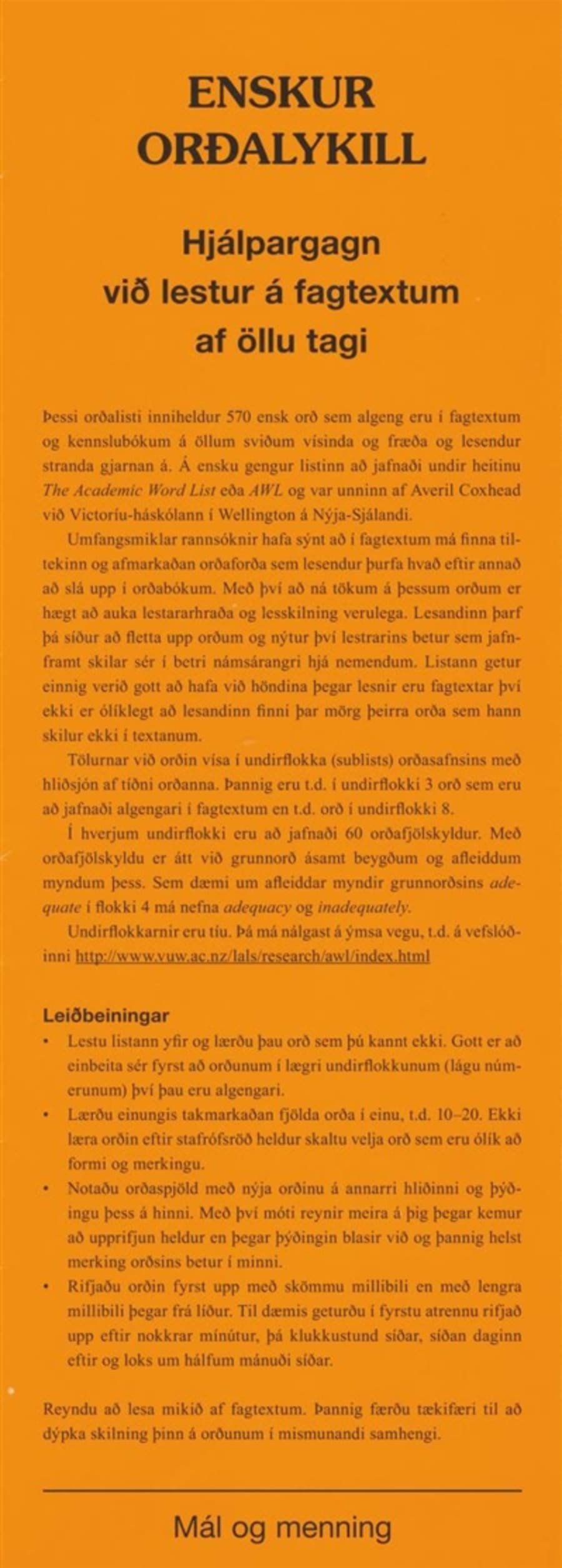 Enskur orðalykill