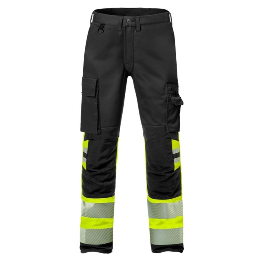 Fristads buxur með teygju HiViz/svartar, dömu
