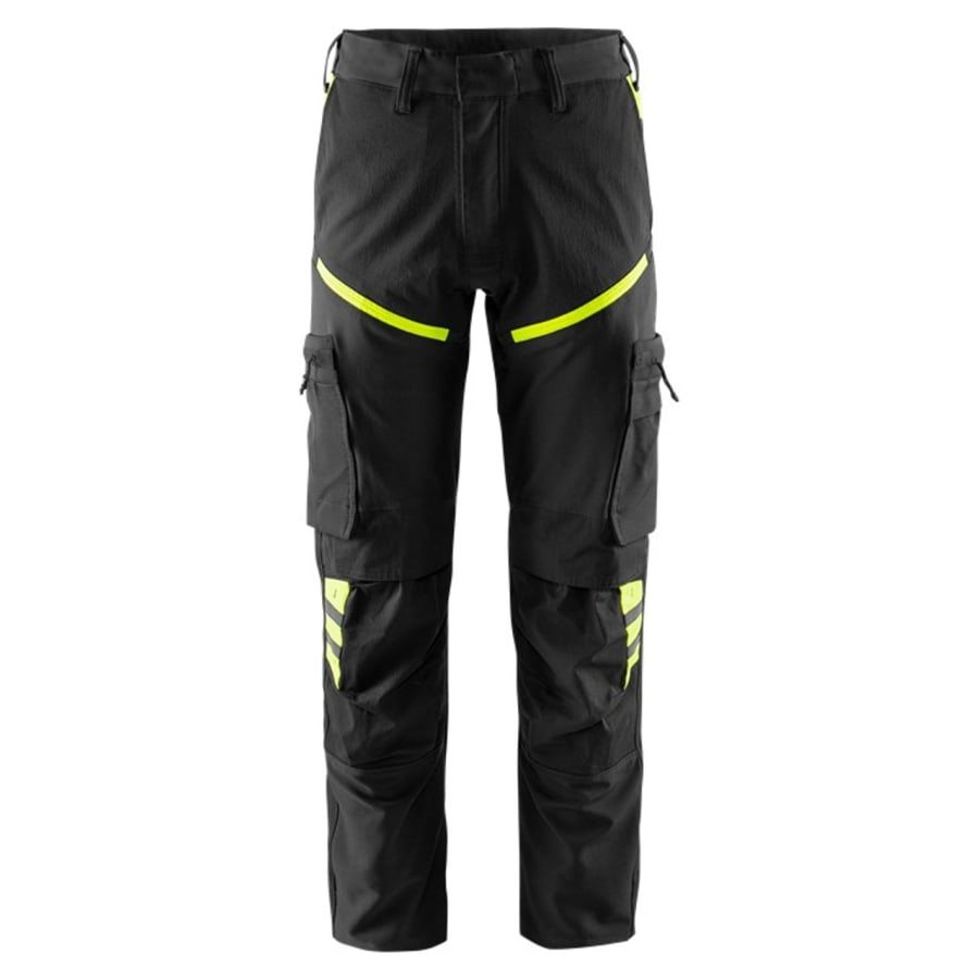 Fristads Haverdal vinnubuxur stretch, svartar/HiViz g