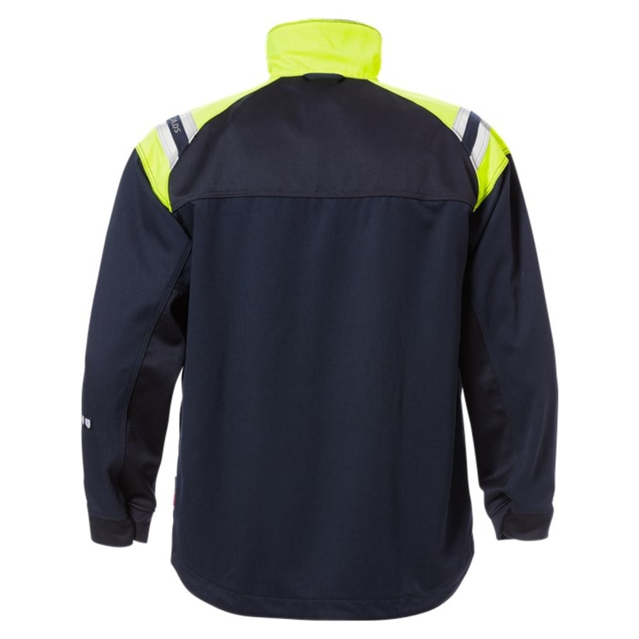 Fristads hitaþolin jakki navy/HiViz gulur