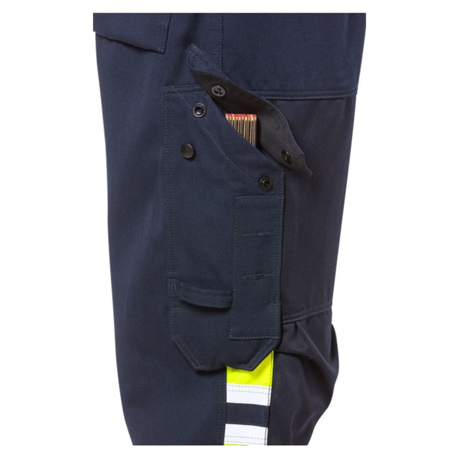 Fristads hitaþolnar buxur navy/HiViz gular