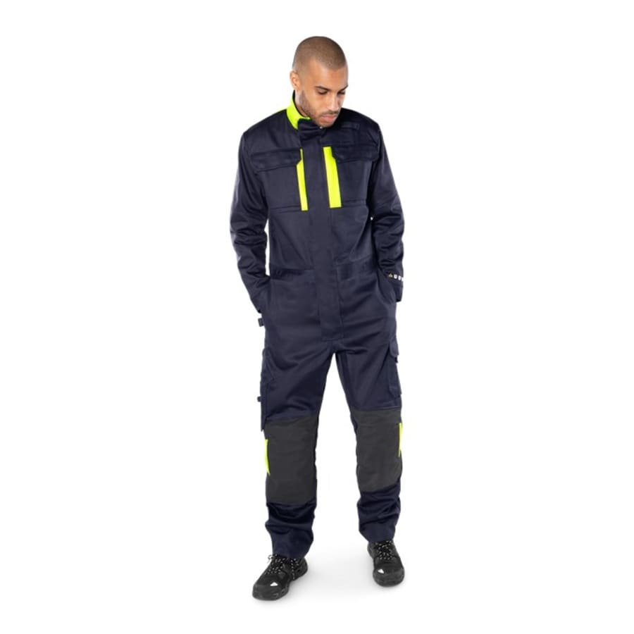 Fristads samfestingur navy/HiViz gulur, eldtefjandi