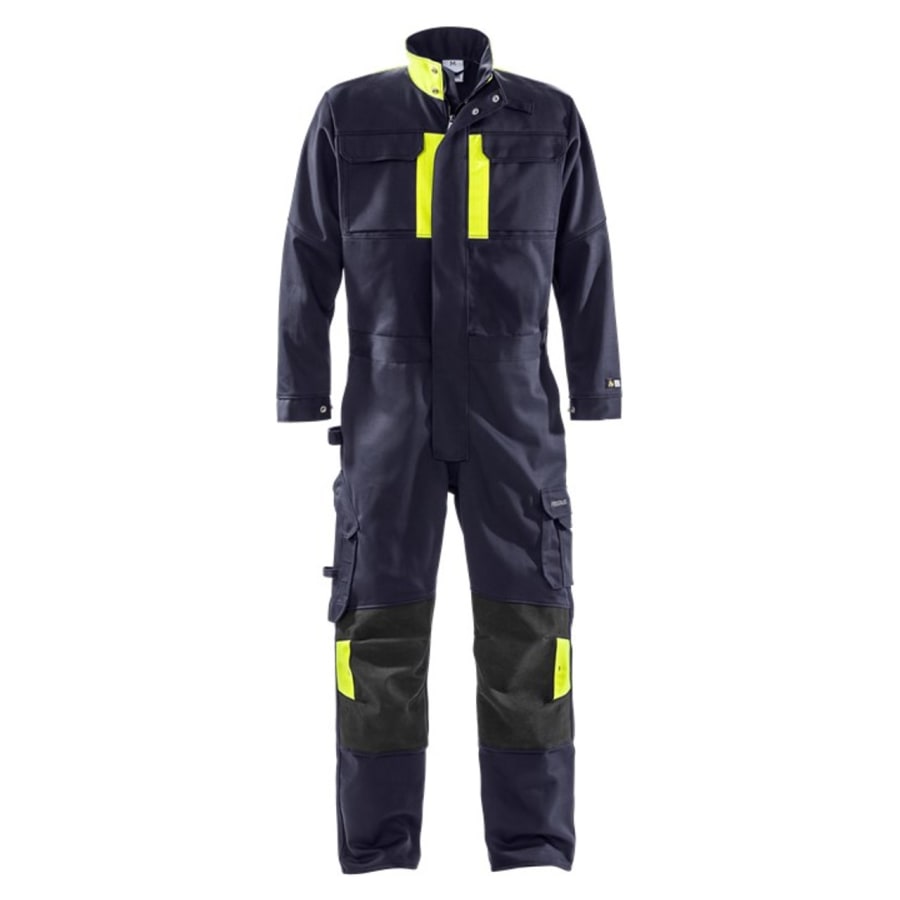 Fristads samfestingur navy/HiViz gulur, eldtefjandi