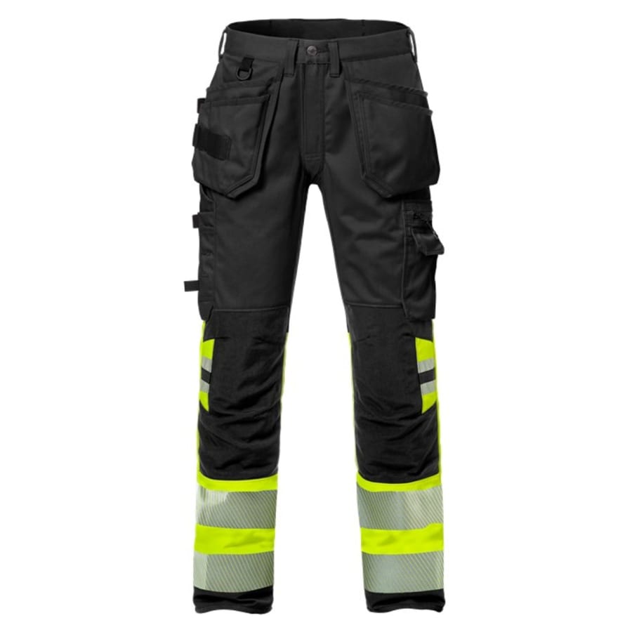 Fristads smíðabuxur teygju HiViz/svartar, dömu