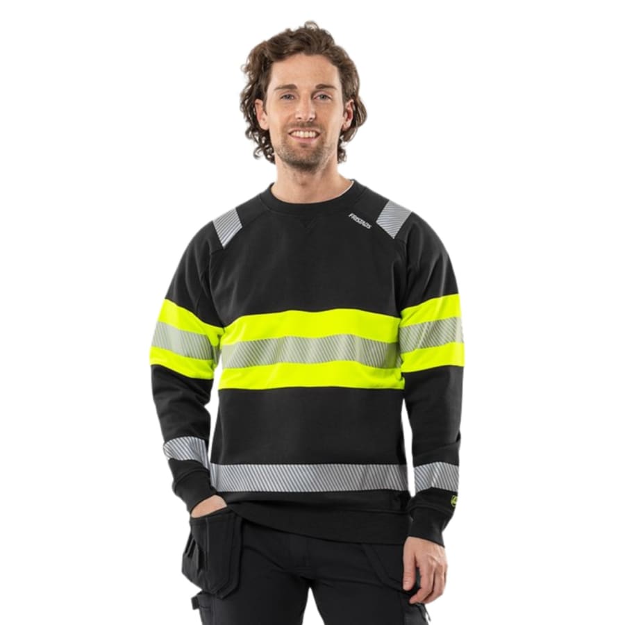 Fristads Stiby háskólapeysa svört/HVgul