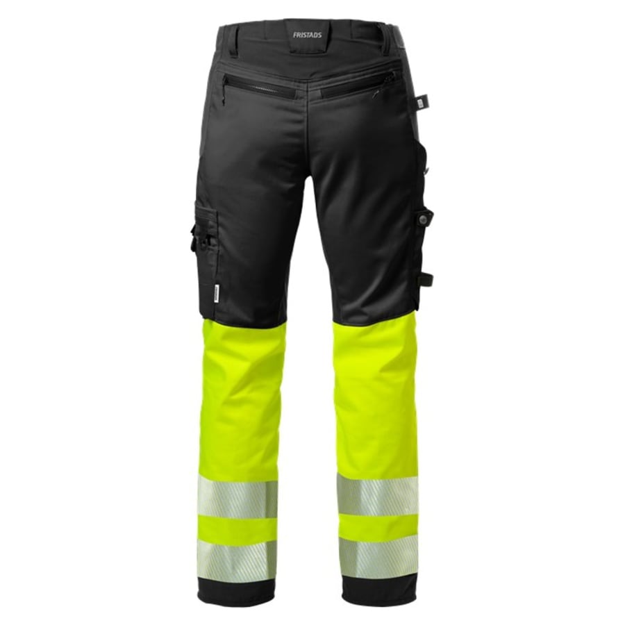 Fristads Stiby smíðabuxur teygju HiViz/svartar