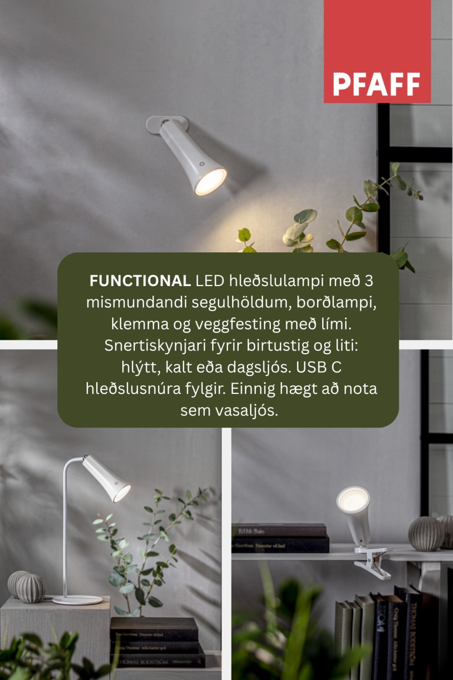 Hleðsluborðlampi functional