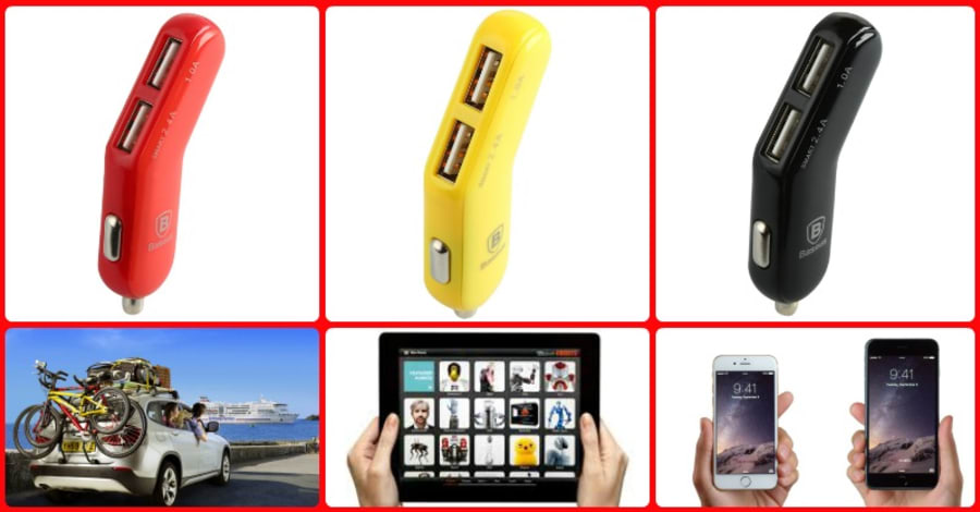 USB hleðslutæki í bílinn.